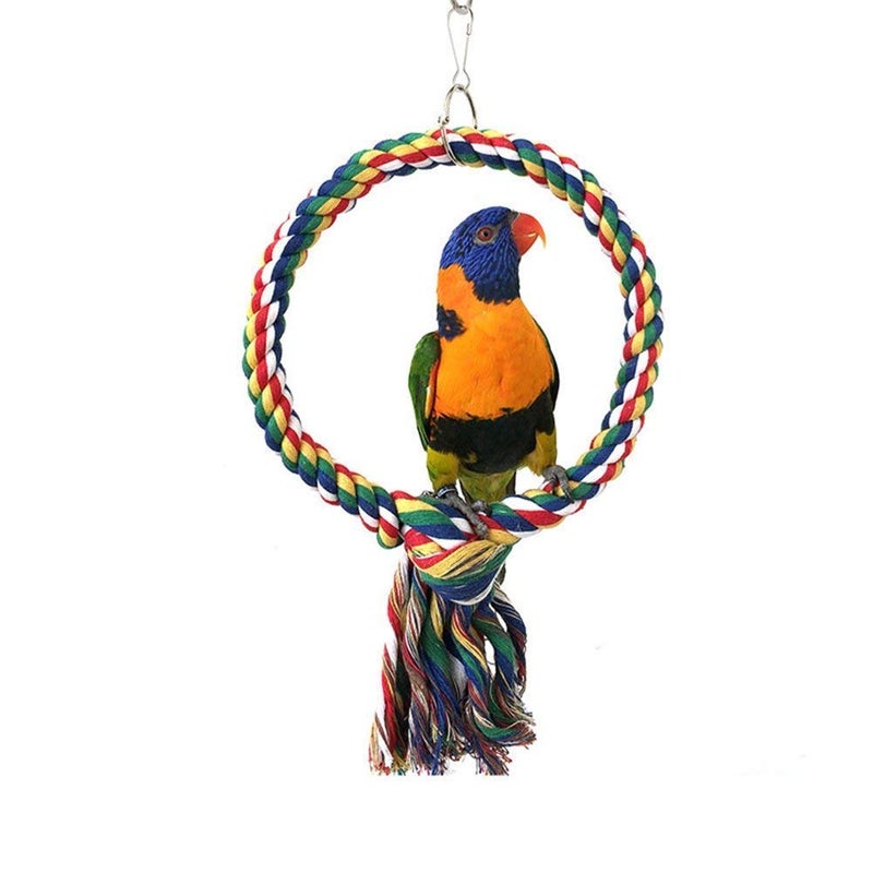 Litewoo Bird Swing Toy Colorful Cotton Rope Perches for Parrots Budgie Parakeet Cockatiel Conure Finch Lovebird - Image 1
